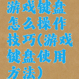 游戏键盘怎么操作技巧(游戏键盘使用方法)
