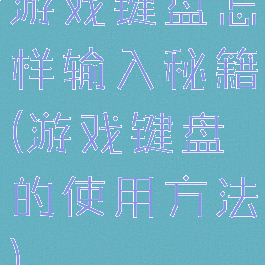 游戏键盘怎样输入秘籍(游戏键盘的使用方法)