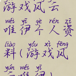 游戏风云唯伊个人资料(游戏风云唯伊)