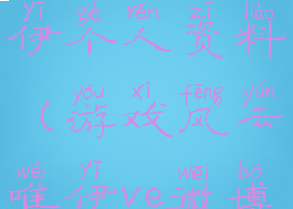 游戏风云唯伊个人资料(游戏风云唯伊ve微博)