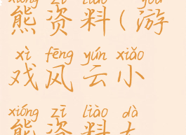 游戏风云小熊资料(游戏风云小熊资料大全)