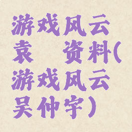 游戏风云袁霆资料(游戏风云吴仲宇)