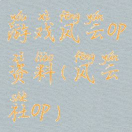 游戏风云op资料(风云社op)