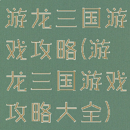 游龙三国游戏攻略(游龙三国游戏攻略大全)