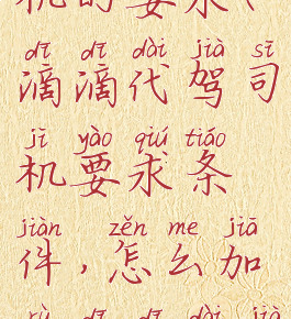 滴滴代驾司机的要求(滴滴代驾司机要求条件,怎么加入滴滴代驾)