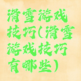 滑雪游戏技巧(滑雪游戏技巧有哪些)