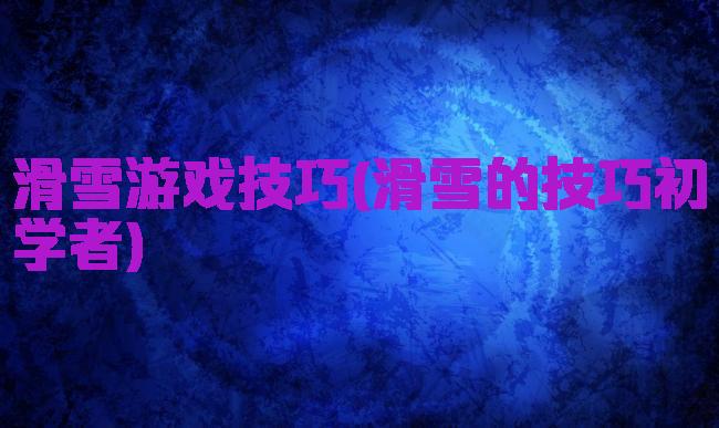 滑雪游戏技巧(滑雪的技巧初学者)