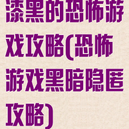 漆黑的恐怖游戏攻略(恐怖游戏黑暗隐匿攻略)