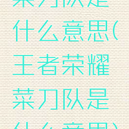 菜刀队是什么意思(王者荣耀菜刀队是什么意思)