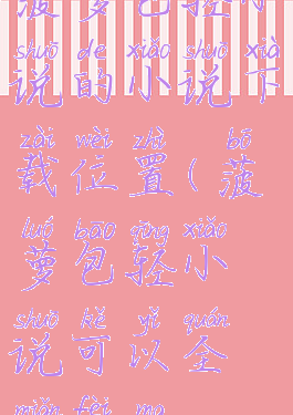 菠萝包轻小说的小说下载位置(菠萝包轻小说可以全免费吗)