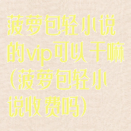 菠萝包轻小说的vip可以干嘛(菠萝包轻小说收费吗)