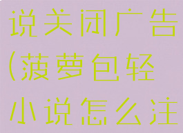 菠萝包轻小说关闭广告(菠萝包轻小说怎么注销账号)