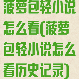 菠萝包轻小说怎么看(菠萝包轻小说怎么看历史记录)