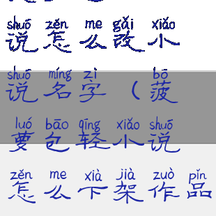 菠萝包轻小说怎么改小说名字(菠萝包轻小说怎么下架作品)