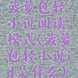 菠萝包轻小说阅读模式(菠萝包轻小说id是什么)