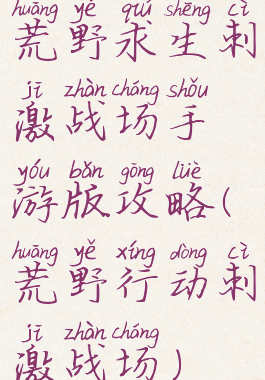 荒野求生刺激战场手游版攻略(荒野行动刺激战场)