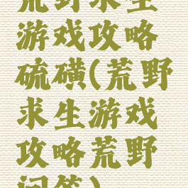 荒野求生游戏攻略硫磺(荒野求生游戏攻略荒野问答)