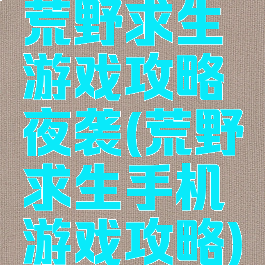 荒野求生游戏攻略夜袭(荒野求生手机游戏攻略)