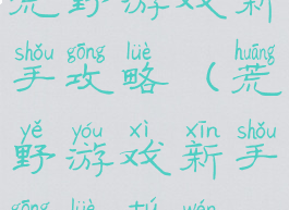 荒野游戏新手攻略(荒野游戏新手攻略图文)