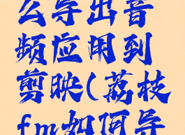 荔枝fm怎么导出音频应用到剪映(荔枝fm如何导出音频)