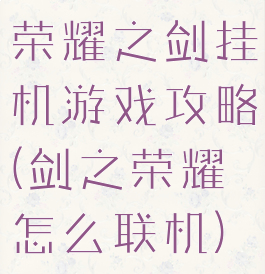 荣耀之剑挂机游戏攻略(剑之荣耀怎么联机)