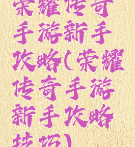 荣耀传奇手游新手攻略(荣耀传奇手游新手攻略技巧)