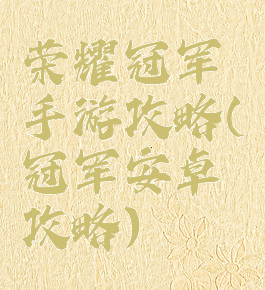 荣耀冠军手游攻略(冠军安卓攻略)