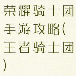 荣耀骑士团手游攻略(王者骑士团)