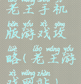 老王手机版游戏攻略(老王游戏网站)
