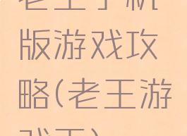 老王手机版游戏攻略(老王游戏王)