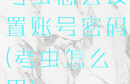考虫怎么设置账号密码(考虫怎么用)
