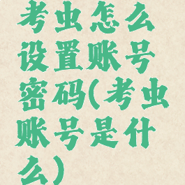 考虫怎么设置账号密码(考虫账号是什么)