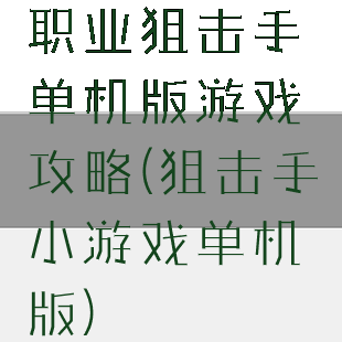 职业狙击手单机版游戏攻略(狙击手小游戏单机版)
