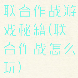 联合作战游戏秘籍(联合作战怎么玩)