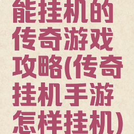 能挂机的传奇游戏攻略(传奇挂机手游怎样挂机)