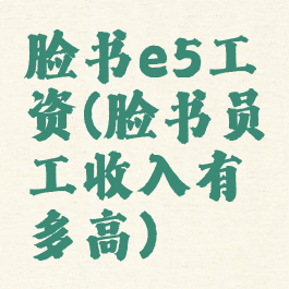 脸书e5工资(脸书员工收入有多高)