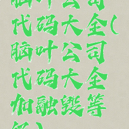 脑叶公司代码大全(脑叶公司代码大全加融毁等级)