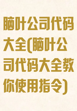 脑叶公司代码大全(脑叶公司代码大全教你使用指令)