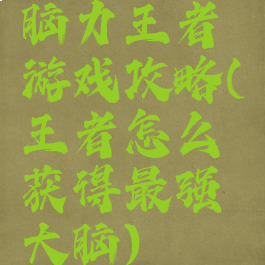 脑力王者游戏攻略(王者怎么获得最强大脑)