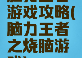 脑力王者游戏攻略(脑力王者之烧脑游戏)