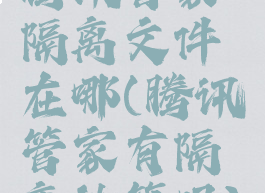 腾讯管家隔离文件在哪(腾讯管家有隔离沙箱吗)