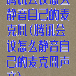 腾讯会议怎么静音自己的麦克风(腾讯会议怎么静音自己的麦克风声音)
