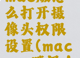 腾讯会议mac版怎么打开摄像头权限设置(macpro腾讯会议)