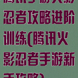 腾讯手游火影忍者攻略进阶训练(腾讯火影忍者手游新手攻略)