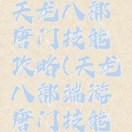 腾讯手游天龙八部唐门技能攻略(天龙八部端游唐门技能介绍)