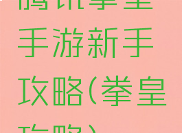 腾讯拳皇手游新手攻略(拳皇攻略)