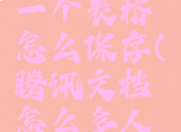 腾讯文档怎么多人在线编辑一个表格怎么保存(腾讯文档怎么多人在线编辑一个表格功能实现)