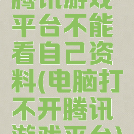 腾讯游戏平台不能看自己资料(电脑打不开腾讯游戏平台)