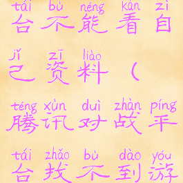 腾讯游戏平台不能看自己资料(腾讯对战平台找不到游戏)