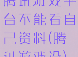 腾讯游戏平台不能看自己资料(腾讯游戏没)